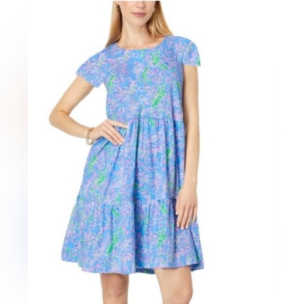 Lilly Pulitzer Geanna Swing Dress Size XL NWT In Blue Peri The Turtle